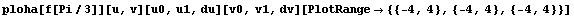ploha[f[Pi/3]][u, v][u0, u1, du][v0, v1, dv][PlotRange {{-4, 4}, {-4, 4}, {-4, 4}}]