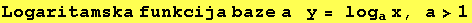 Logaritamska funkcija baze a   y = log_ax, a>1