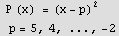  P (x) = (x - p)^2p = 5, 4, ..., -2