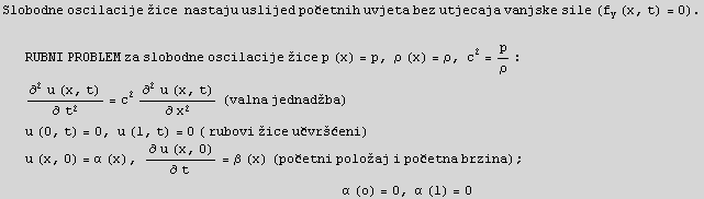 Slobodne oscilacije žice  nastaju uslijed početnih uvjeta bez utjecaja van ... ;           α (o) = 0, α (l) = 0 