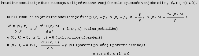 Prisilne oscilacije žice  nastaju uslijed zadane  vanjske sile (gusto ... ;           α (o) = 0, α (l) = 0 