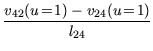 $ {\dfrac{{v_{42}(u\!=\!1) - v_{24}(u\!=\!1)}}{{l_{24}}}}$