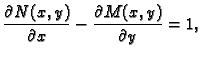 $\displaystyle \frac{\partial N(x,y)}{\partial x}-\frac{\partial M(x,y)}{\partial
y} = 1,$