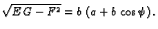 $\displaystyle \sqrt{E\,G-F^2}=b\,\left( a + b\,\cos \psi \right).$