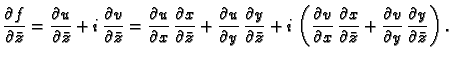 $\displaystyle \frac{\partial f}{\partial \bar{z}} = \frac{\partial u}{\partial
...
...}} + \frac{\partial v}{\partial y}\,\frac{\partial y}{\partial
\bar{z}}\right).$