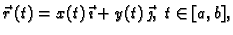 $ \vec{r}\,(t)=x(t)\,\vec{\imath}+y(t)\,\vec{\jmath},\;t\in [a,b],$