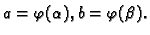 $ a=\varphi(\alpha), b=\varphi(\beta).$