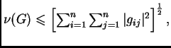 $ \nu(G)\leqslant
\left[\sum_{i=1}^n\sum_{j=1}^n\vert g_{ij}\vert^2\right]^{\frac{1}{2}},$
