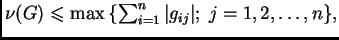 $ \nu(G)\leqslant \max{}\{\sum_{i=1}^n\vert g_{ij}\vert;\;j=1,2,\ldots,n\},$
