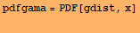pdfgama = PDF[gdist, x] 