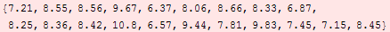 {7.21, 8.55, 8.56, 9.67, 6.37, 8.06, 8.66, 8.33, 6.87, 8.25, 8.36, 8.42, 10.8, 6.57, 9.44, 7.81, 9.83, 7.45, 7.15, 8.45}