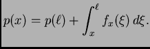 $\displaystyle p(x) = p(\ell) + \int_x^{\ell} f_x(\xi)\,d\xi.$