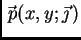 $\displaystyle \vec{\,p}(x,y;\vec{\jmath}\,)$