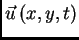 $ \vec{u}\,(x,y,t)$