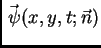 $ \vec{\,\psi}(x,y,t;\vec{n})$