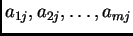 $ a_{1j}, a_{2j},\ldots, a_{mj}$