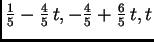 $ \frac{1}{5} -
\frac{4}{5}\,t, -\frac{4}{5} + \frac{6}{5}\,t,t$