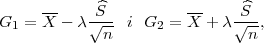      --    S^          --     ^S
G1  = X - λ √-- i  G2 = X + λ √--,
             n                  n
