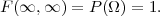 F(∞, ∞ ) = P (Ω ) = 1.
